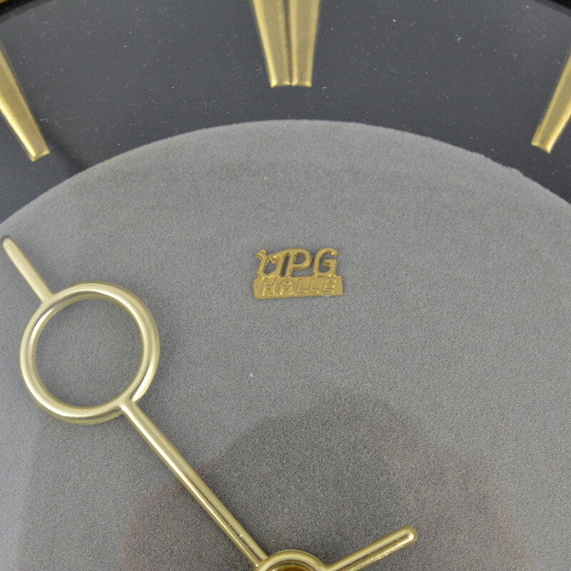 Vintage Mechanical wall clock by UPG Halle, Germany, 1960s