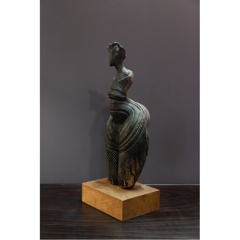 Sculpture vintage femme par Bernard Lancelle, 1980