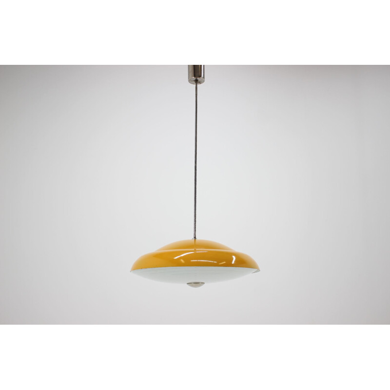 Vintage UFO Yellow Pendant Light, Czechoslovakia, 1960s