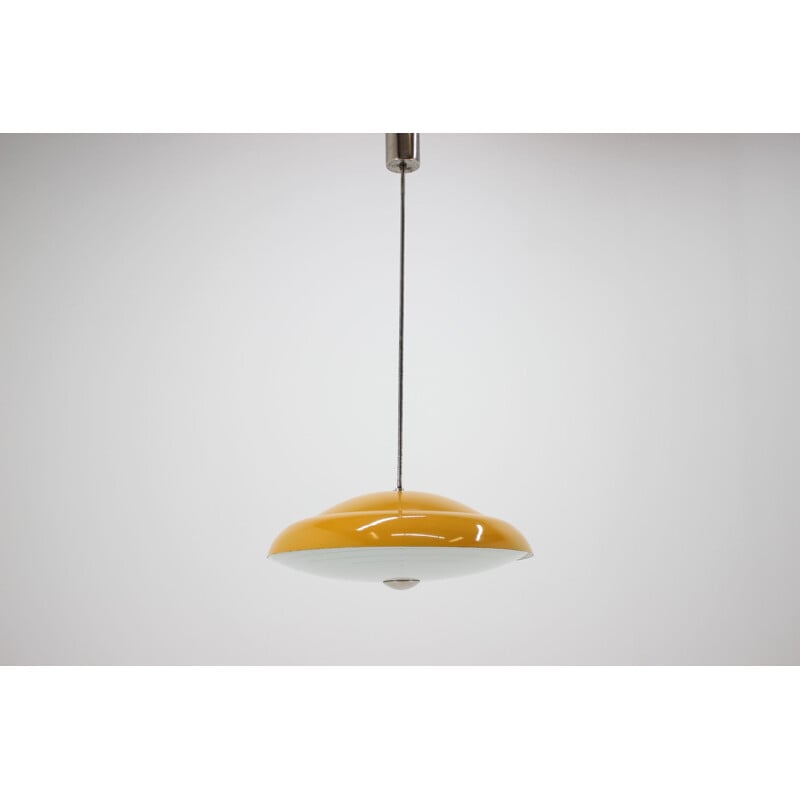 Vintage UFO Yellow Pendant Light, Czechoslovakia, 1960s