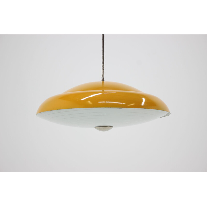 Vintage UFO Yellow Pendant Light, Czechoslovakia, 1960s