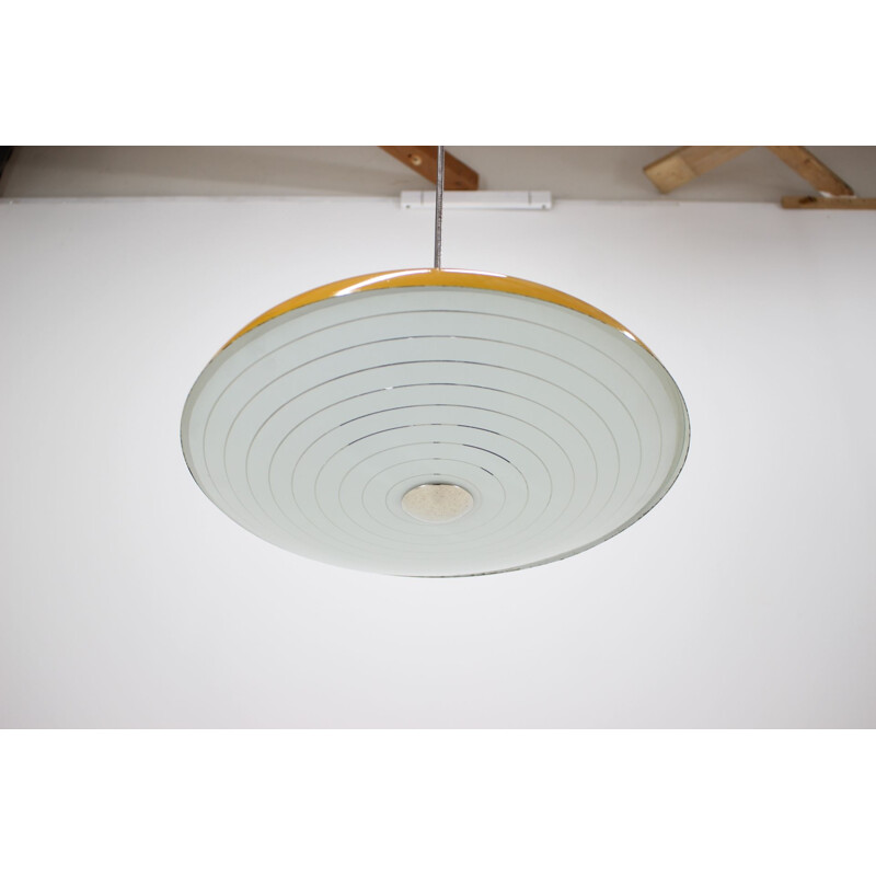 Vintage UFO Yellow Pendant Light, Czechoslovakia, 1960s