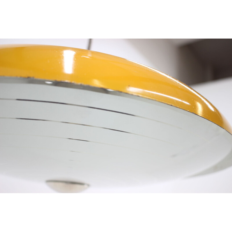 Vintage UFO Yellow Pendant Light, Czechoslovakia, 1960s