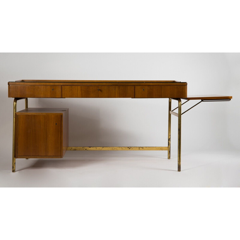 Vintage rosewood and brass modular desk, 1950s