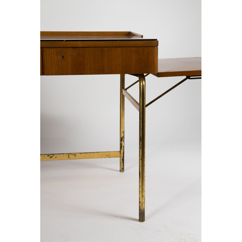 Vintage rosewood and brass modular desk, 1950s