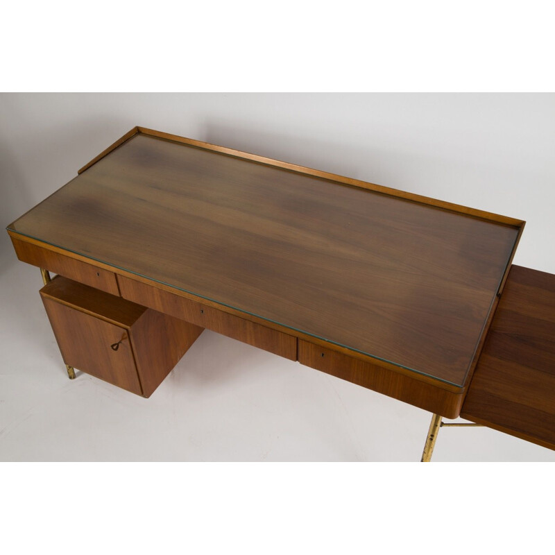 Vintage rosewood and brass modular desk, 1950s