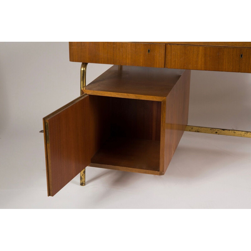 Vintage rosewood and brass modular desk, 1950s