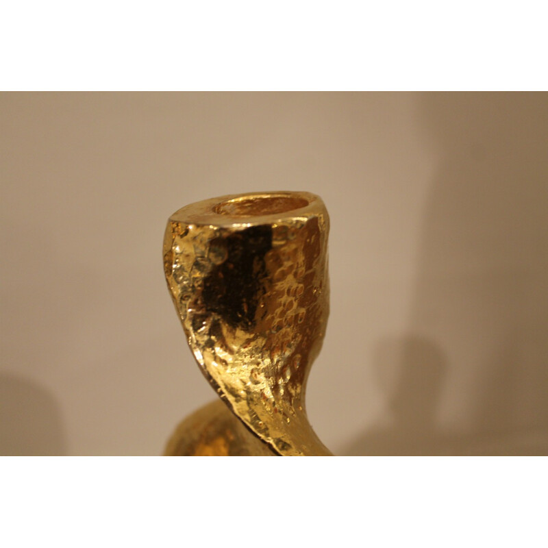 Paire de bougeoirs Fondica en bronze doré - 1970