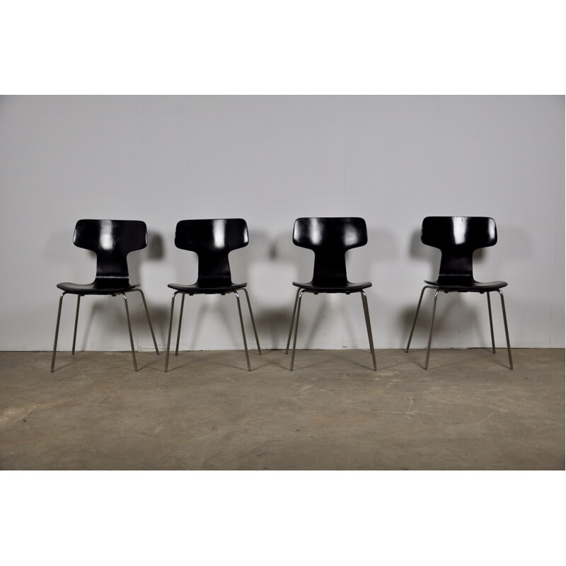 Set of 4 vintage Hammer chairs Model 3103 by Arne Jacobsen for Fritz Hansen, 1960s