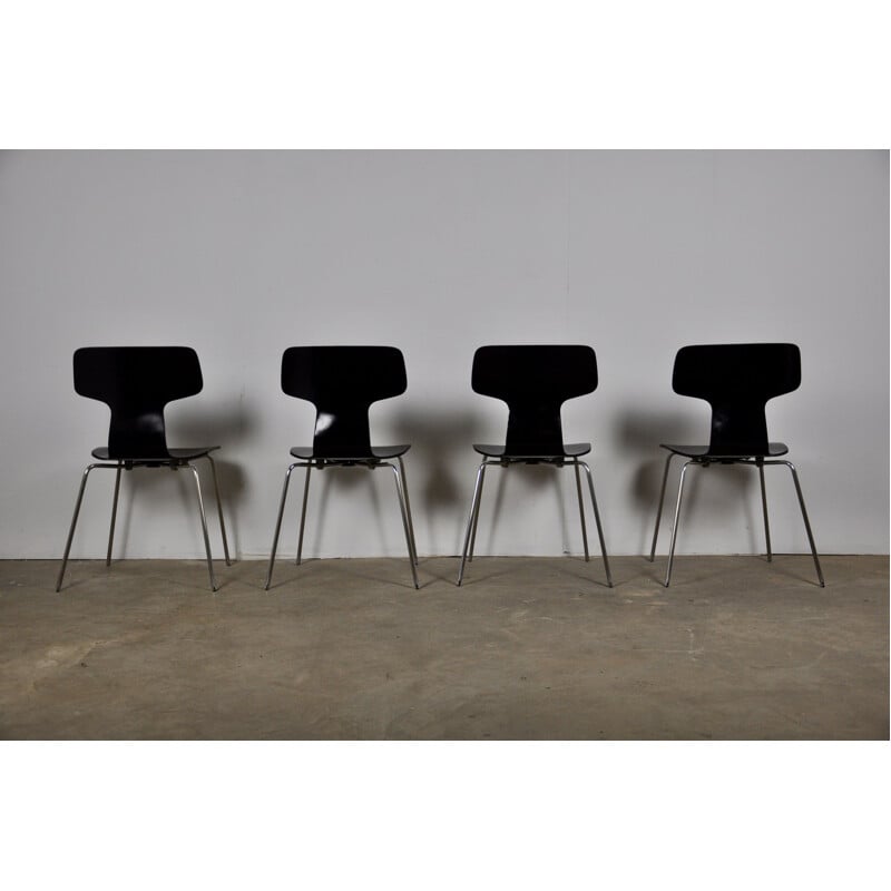 Ensemble de 4 chaises vintage Hammer Modèle 3103 par Arne Jacobsen pour Fritz Hansen, 1960