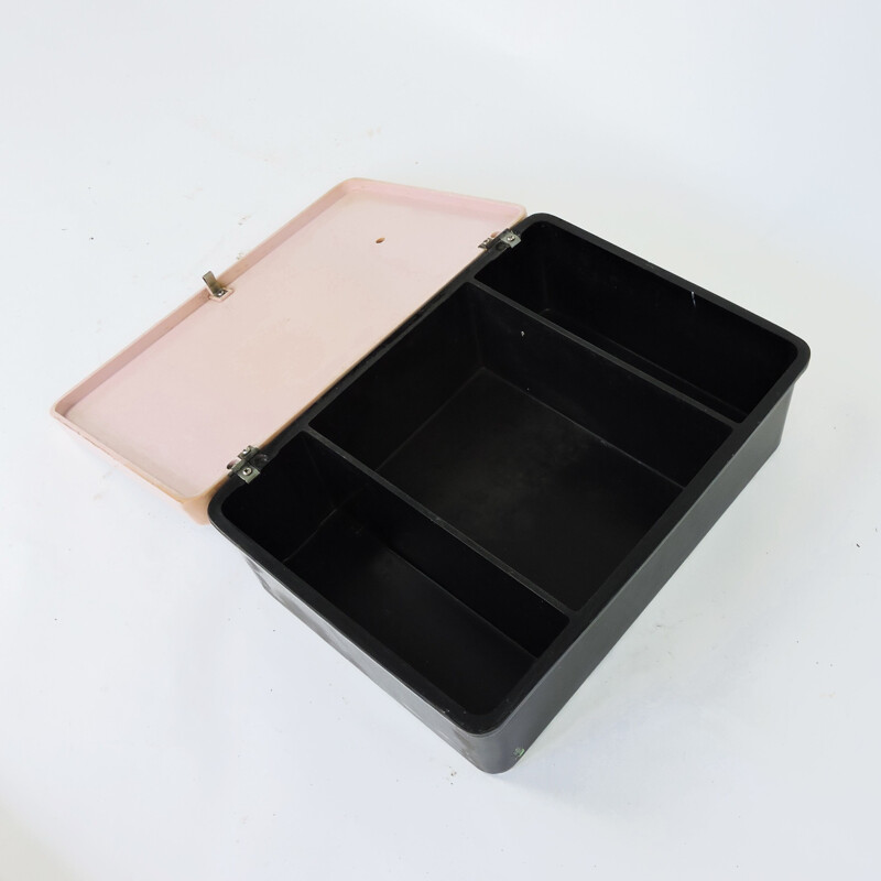 Vintage Pink and Black Mirrored Bathroom Cabinet, 1960s