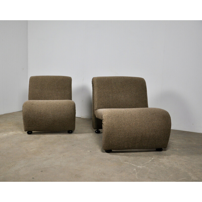 Pair de fauteuils vintage en tissu par Etienne Fermigier, 1970