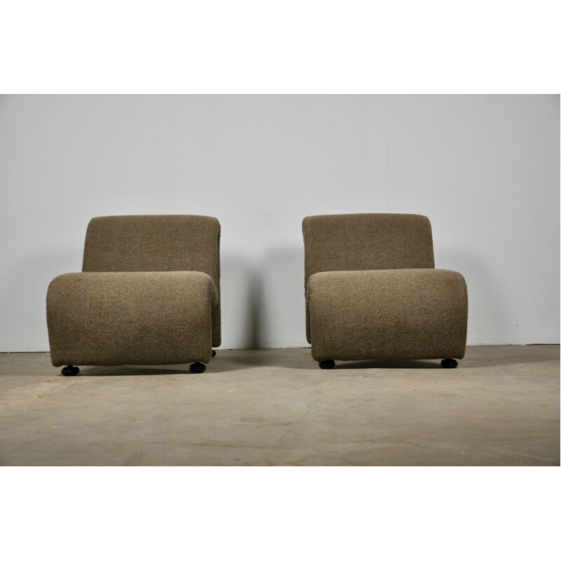 Pair de fauteuils vintage en tissu par Etienne Fermigier, 1970