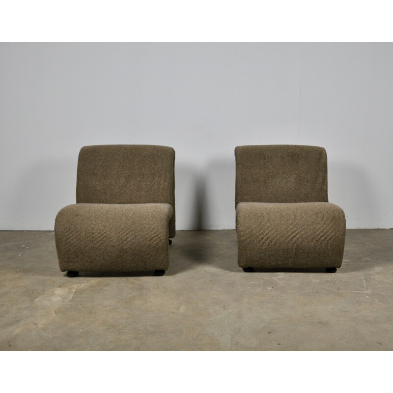 Pair of vintage fabric armchairs by Etienne Fermigier, 1970s