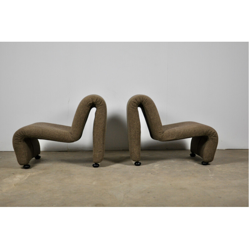 Pair of vintage fabric armchairs by Etienne Fermigier, 1970s