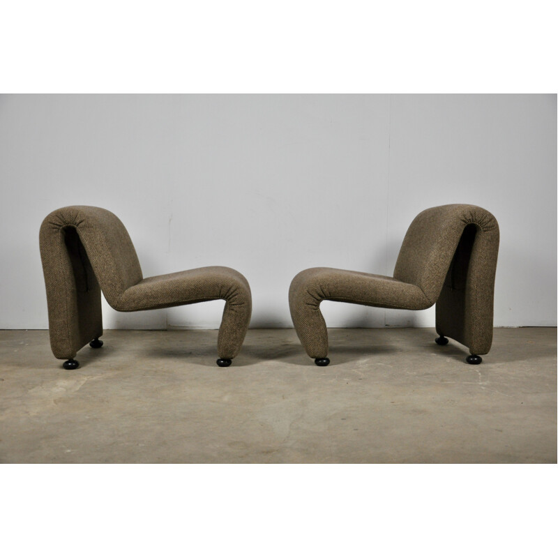 Pair of vintage fabric armchairs by Etienne Fermigier, 1970s