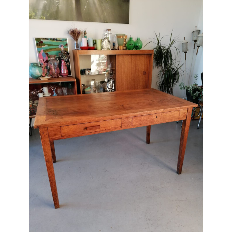 Vintage wooden table with 2 drawers