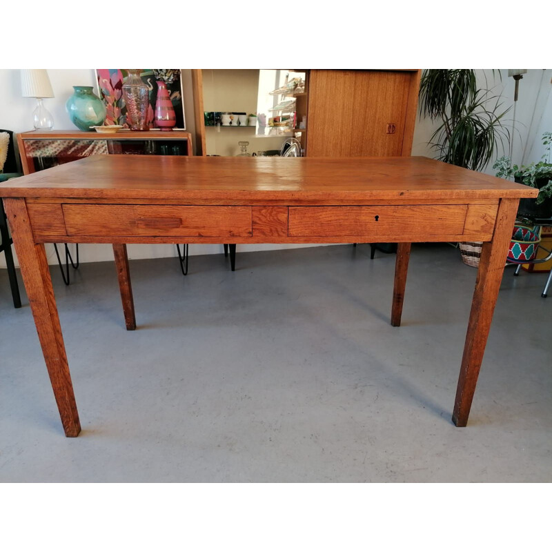 Vintage wooden table with 2 drawers