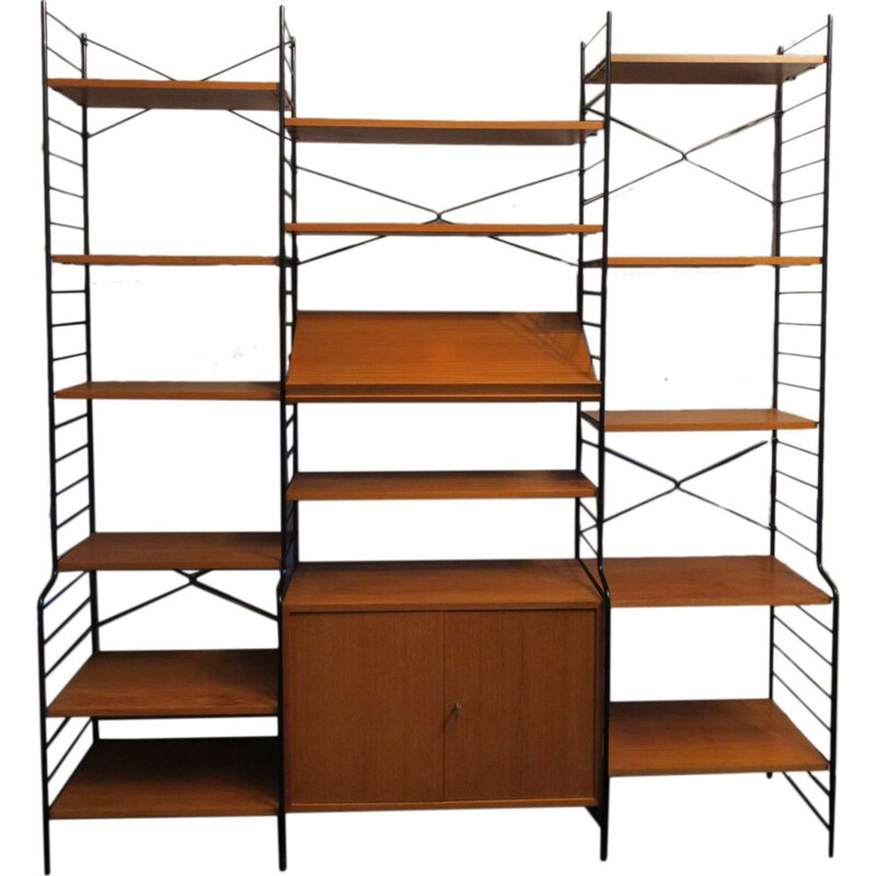 Vintage modular Teak and Black Metal Shelf System by Ernst Dieter Hilker for Omnia