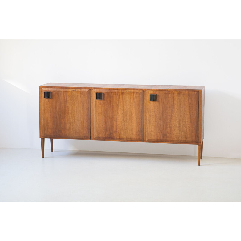 Vintage Teak Sideboard with Brass Handless, Italy, 1950s