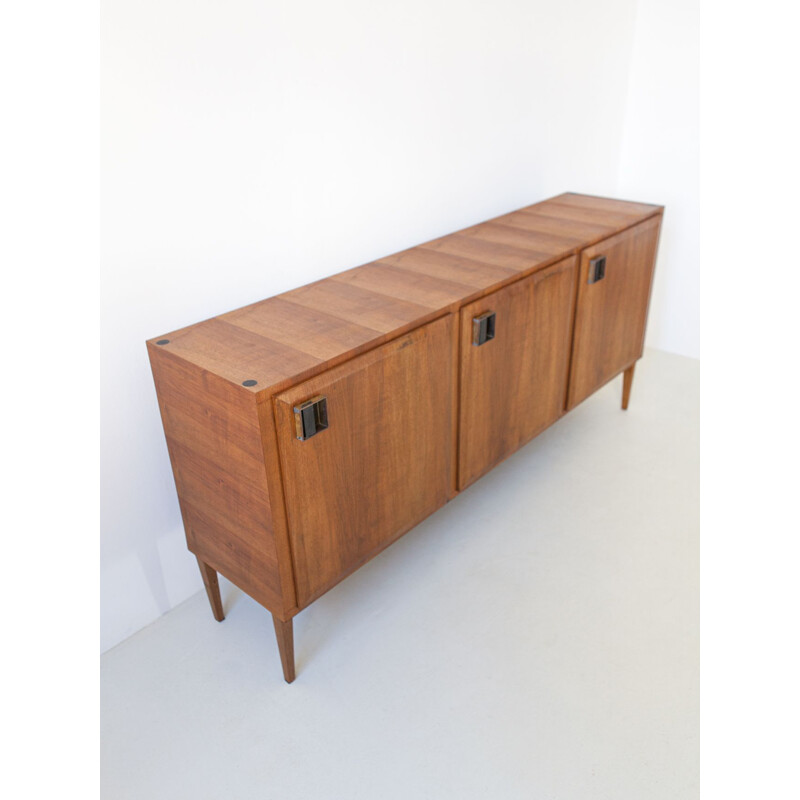 Vintage Teak Sideboard with Brass Handless, Italy, 1950s