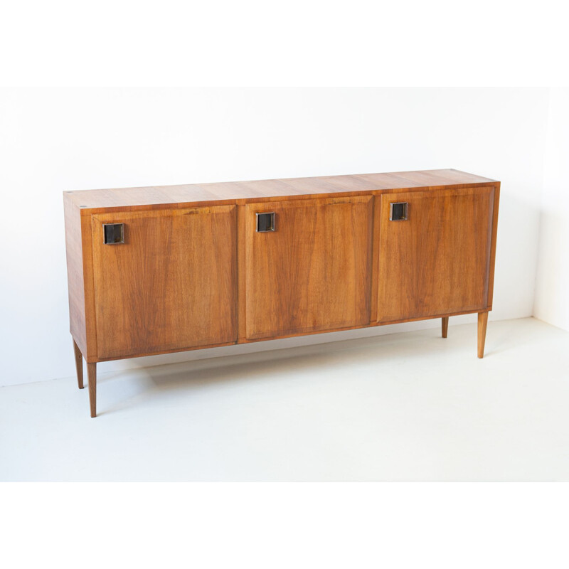 Vintage Teak Sideboard with Brass Handless, Italy, 1950s
