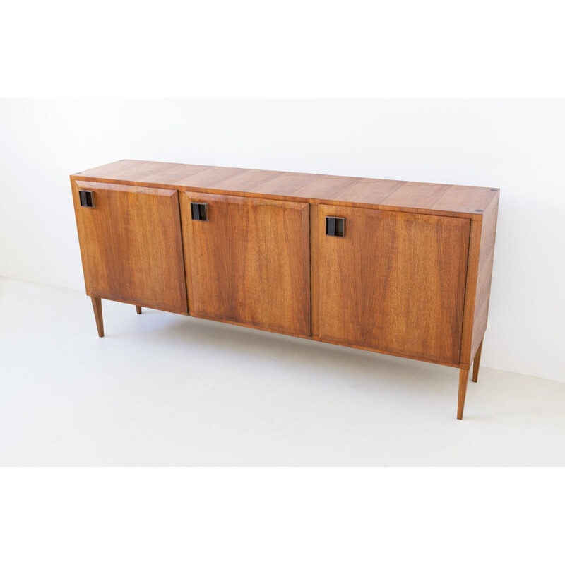 Vintage Teak Sideboard with Brass Handless, Italy, 1950s