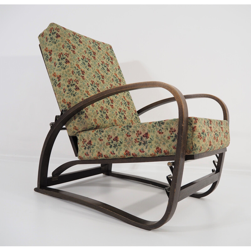 Vintage oak H70 Armchair by Jindrich Halabala, 1930s 