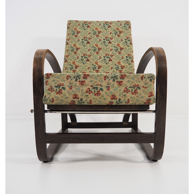 Vintage oak H70 Armchair by Jindrich Halabala, 1930s 