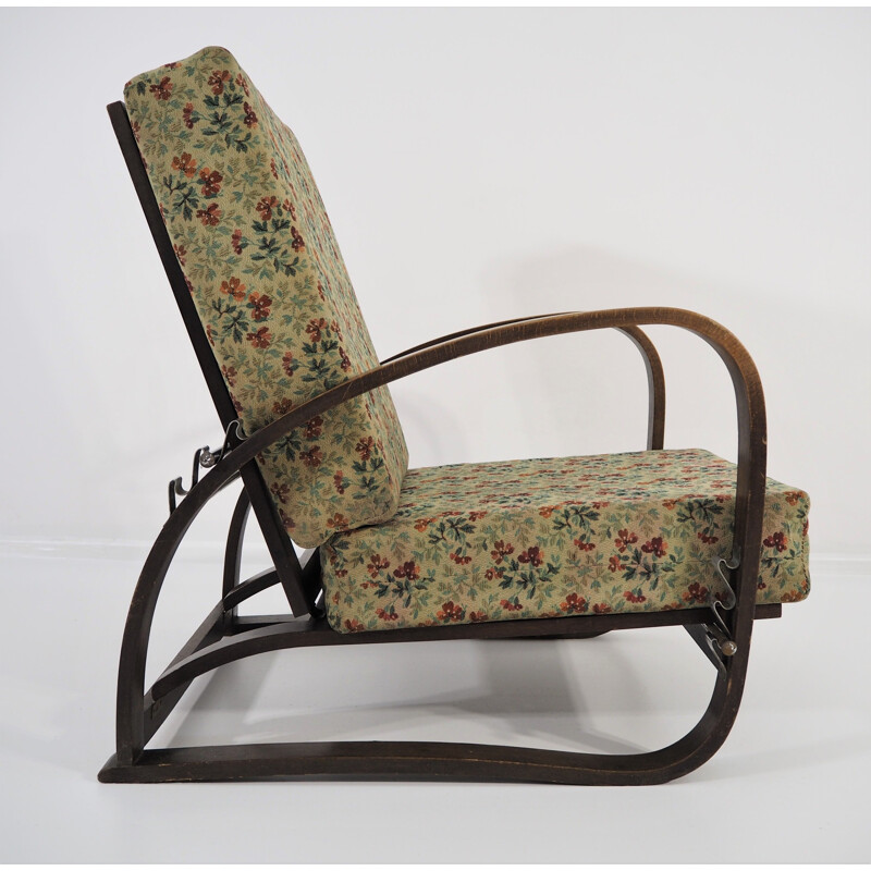 Vintage oak H70 Armchair by Jindrich Halabala, 1930s 