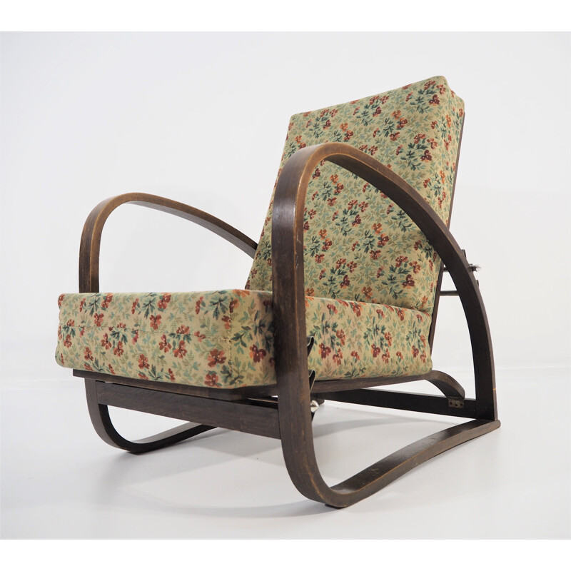 Vintage oak H70 Armchair by Jindrich Halabala, 1930s 