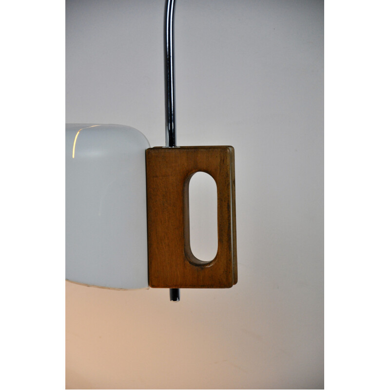 Vintage table lamp model Fase in metal and walnut handle, 1970s