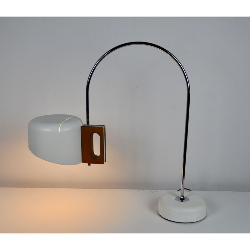 Vintage table lamp model Fase in metal and walnut handle, 1970s