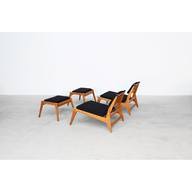 Set of 2 vintage armchairs with Ottoman, Denmark, 1960s