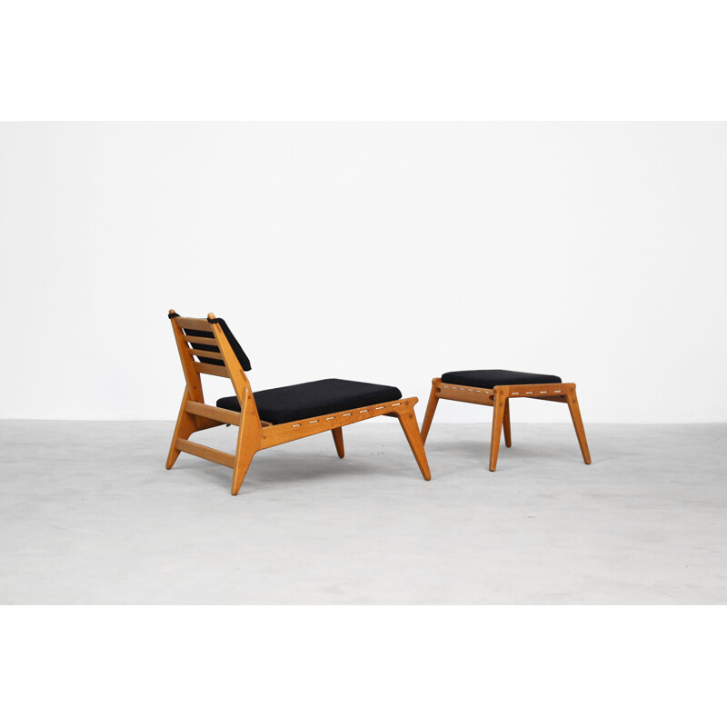 Ensemble de 2 fauteuils avec ottoman vintage, Danemark, 1960