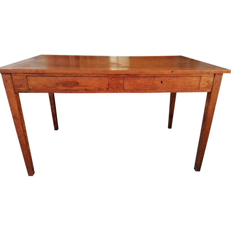 Table vintage en bois à 2 tiroirs