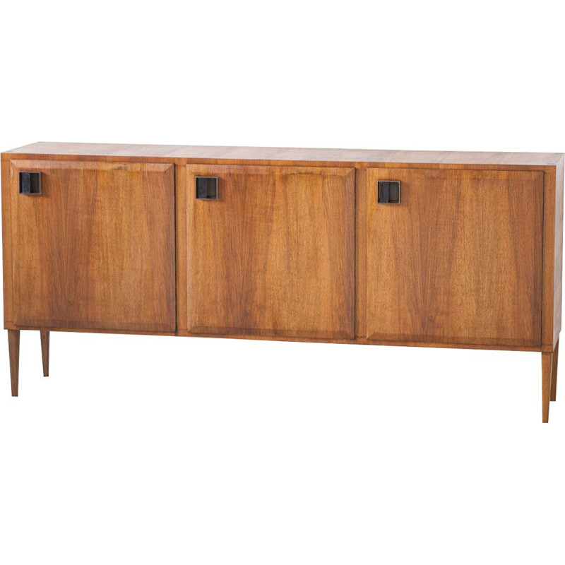 Vintage Teak Sideboard with Brass Handless, Italy, 1950s
