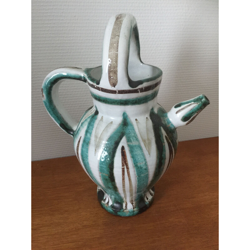 Vintage black and green ceramic by Roger Picault