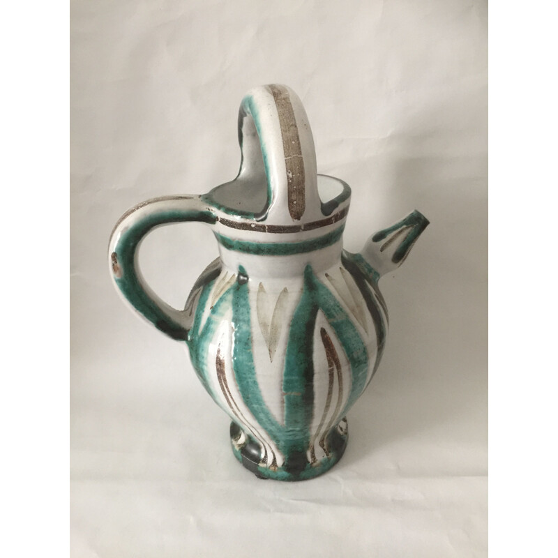 Vintage black and green ceramic by Roger Picault