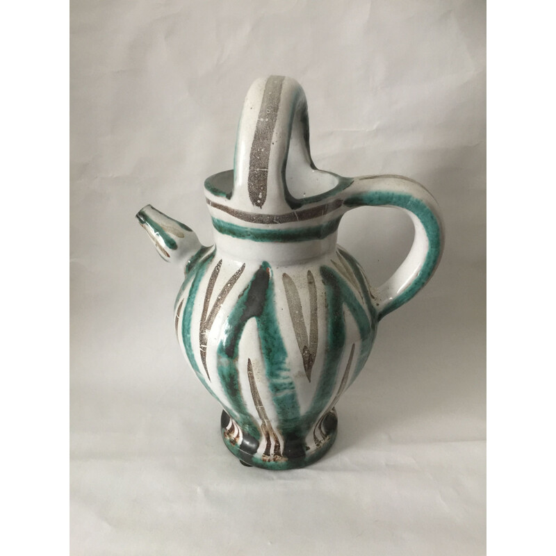 Vintage black and green ceramic by Roger Picault