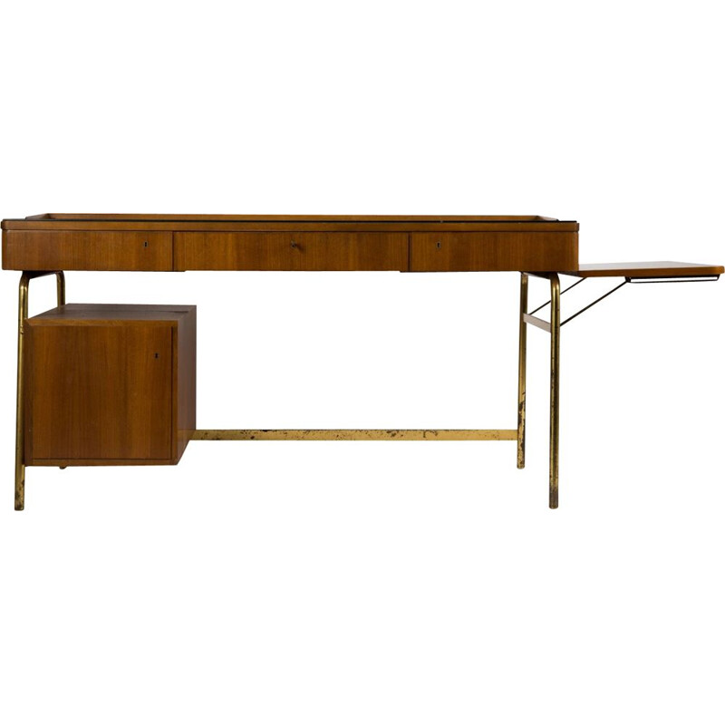 Vintage rosewood and brass modular desk, 1950s