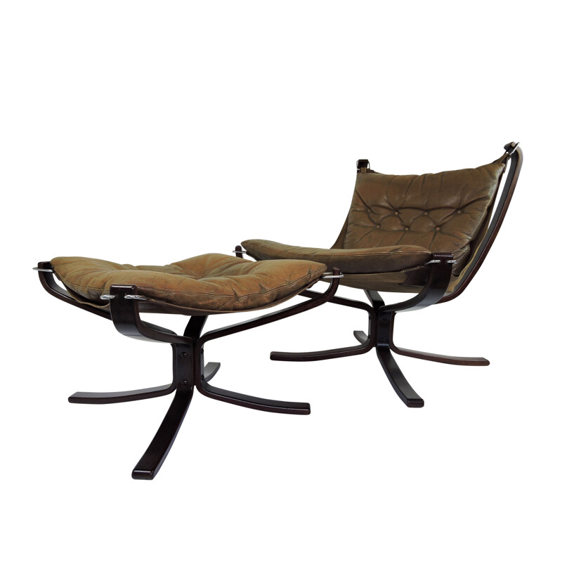 Vintage Falcon Sessel und Ottoman von Sigurd Ressell, 1970