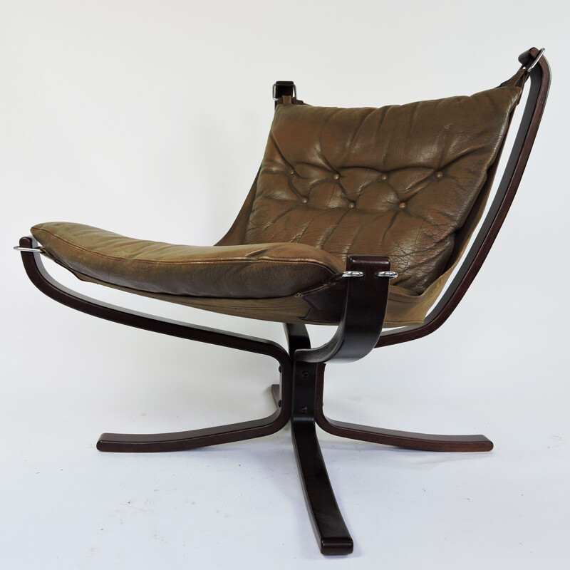 Falcon vintage fauteuil en voetenbank van Sigurd Ressell, 1970