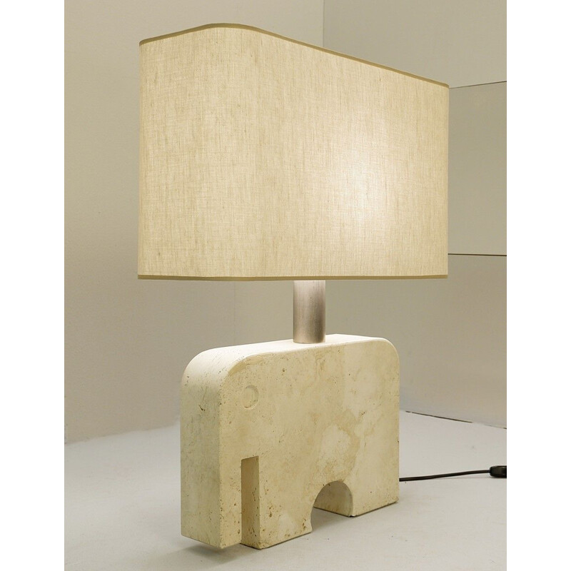 Vintage Elephant Desk Lamp in Travertine by Fratelli Manelli for Signa, 1970s