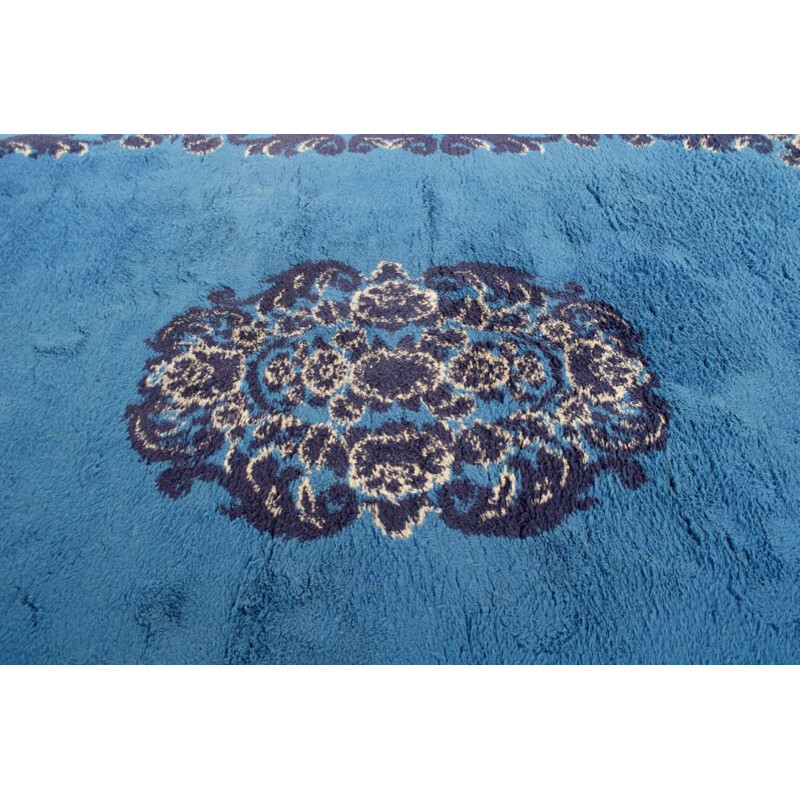 Tapete berbere de lã azul vintage