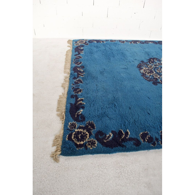 Alfombra bereber vintage de lana azul