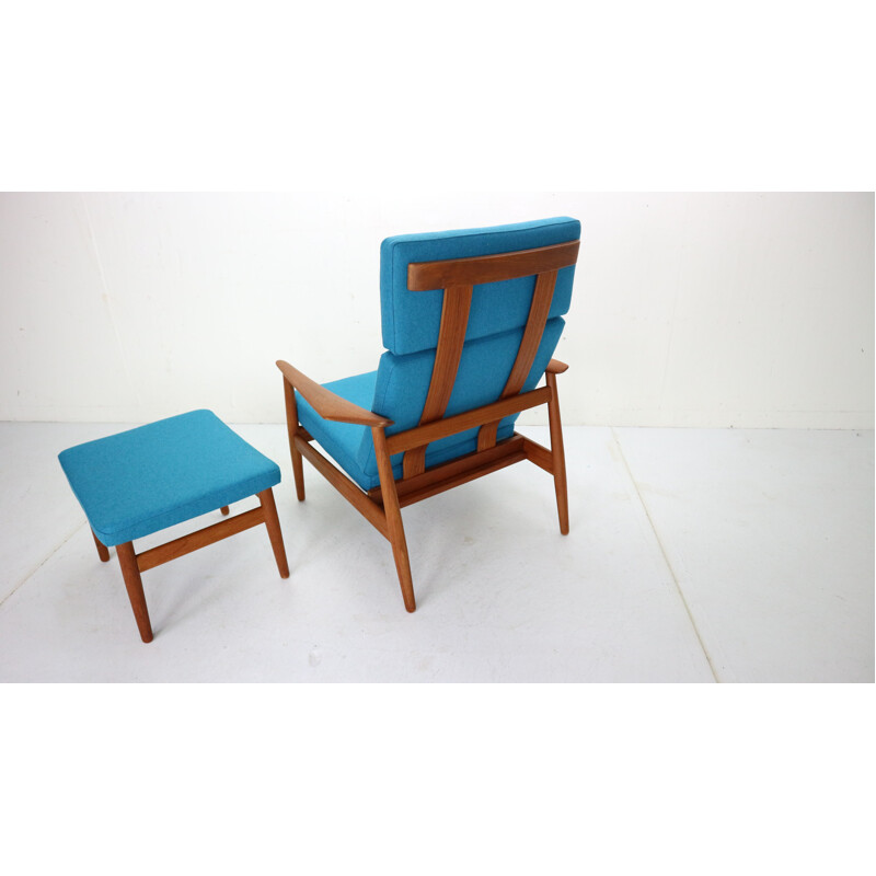 Vintage FD-164 armchair with Ottoman by Arne Vodder for France & Son, Denmark, 1960s