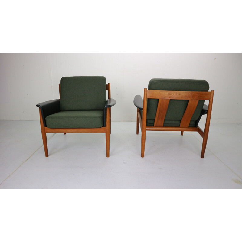 Pair of vintage Teak armchairs by Grete Jalk for France & Søn, Denmark, 1960s