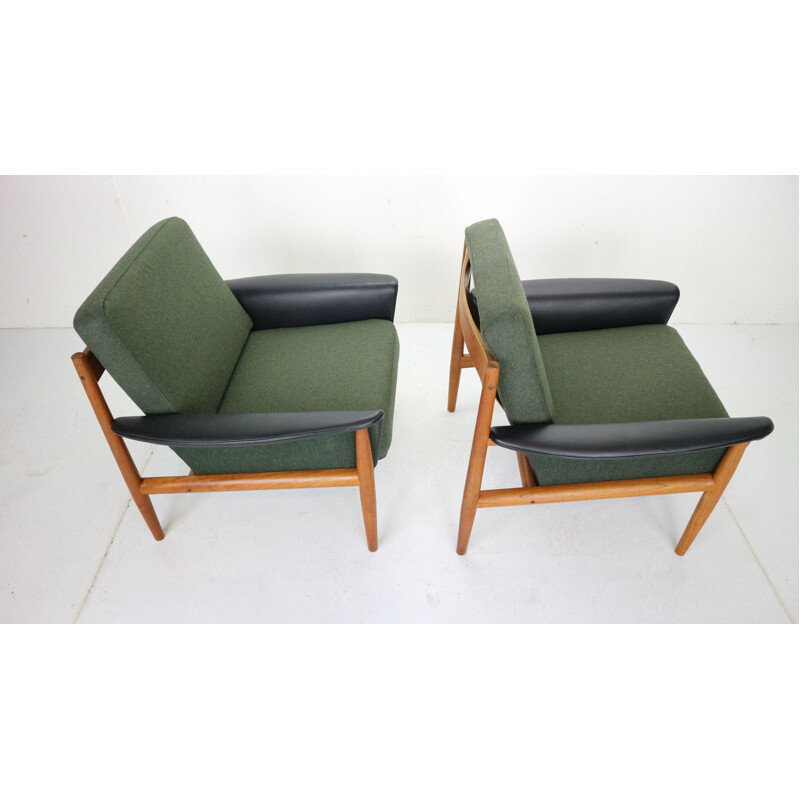 Pair of vintage Teak armchairs by Grete Jalk for France & Søn, Denmark, 1960s