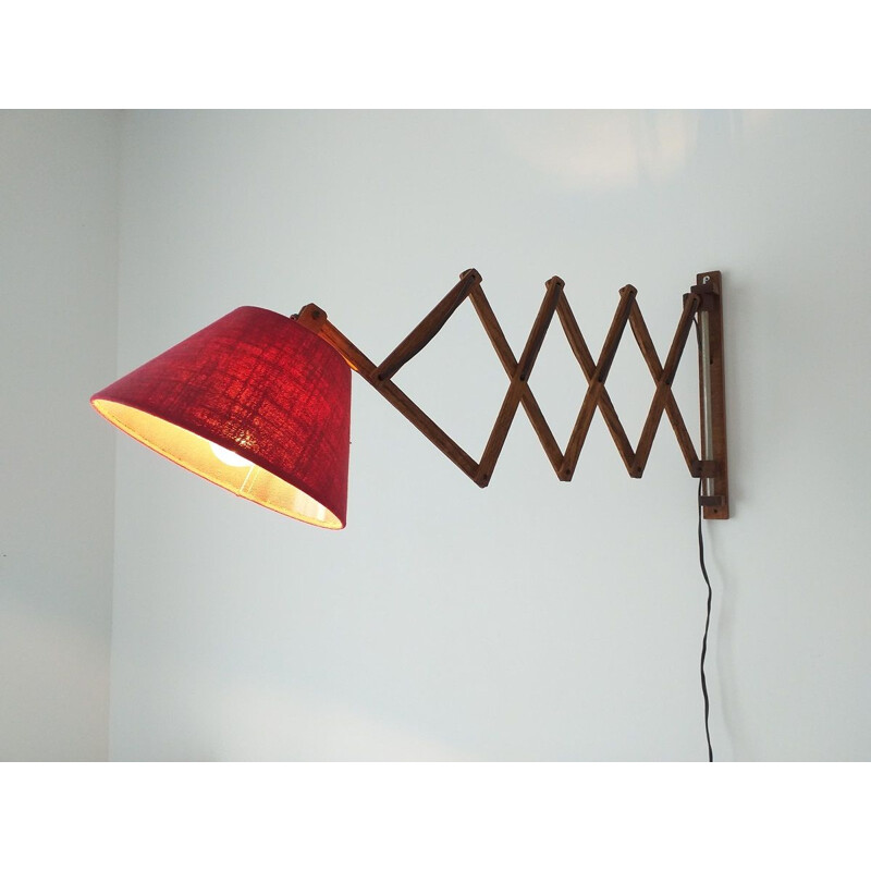 Vintage Scandinavian teak wall light, 1960s